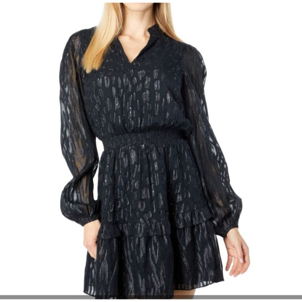Lilly Pulitzer Avelynn Silk Dress Black Onyx Seeing Spots Metallic sz 8 NWT $258